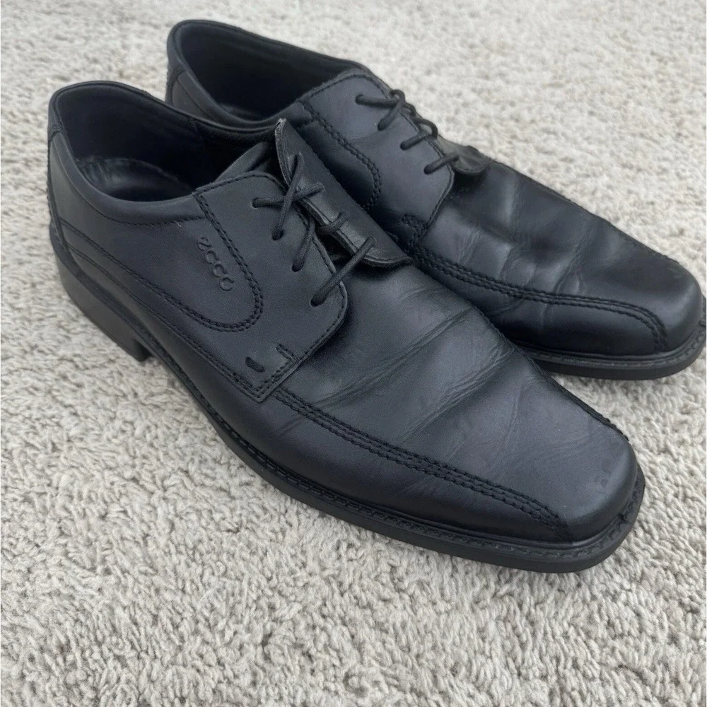 ECCO Shoes Men's Size‎ 46 US 13 Black Leather Oxfords Lace Up Square Toe